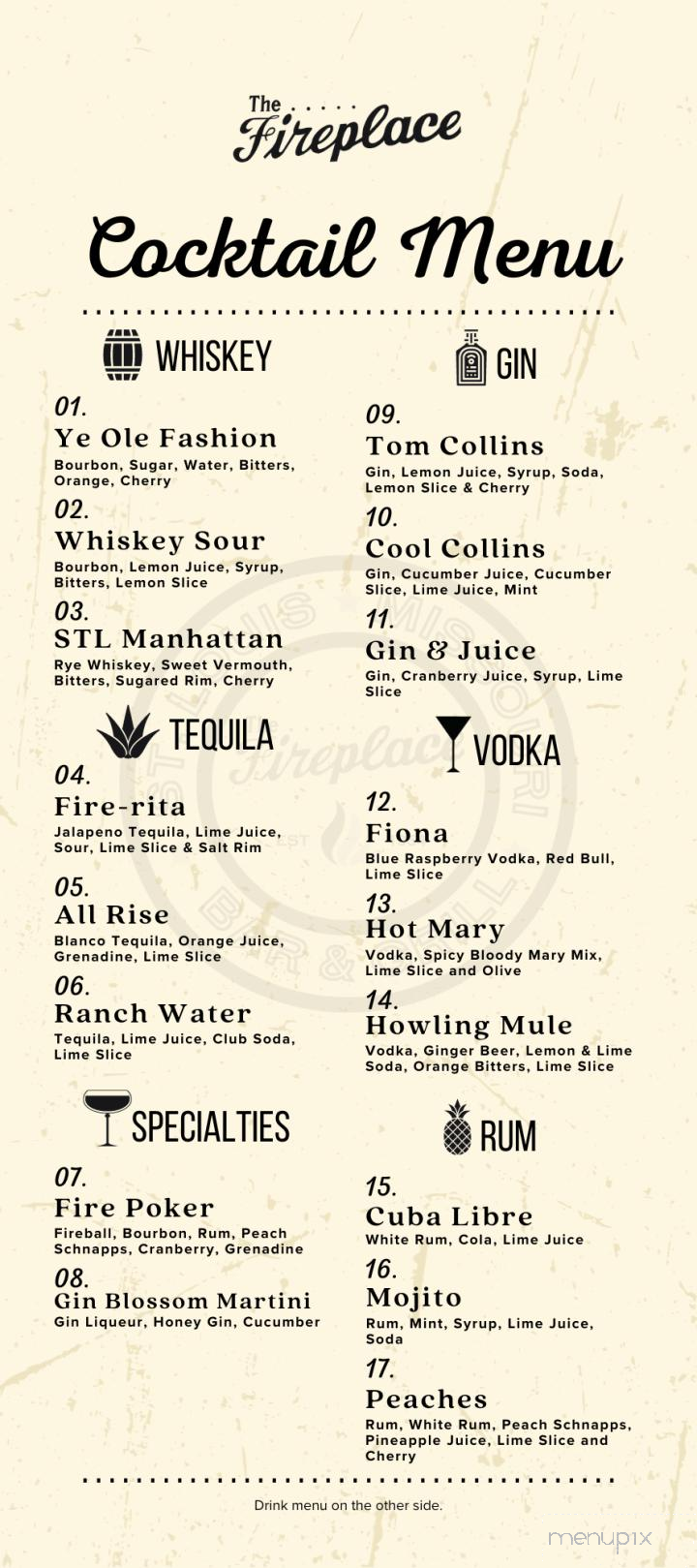The Fireplace Bar - Saint Louis, MO menu_pic