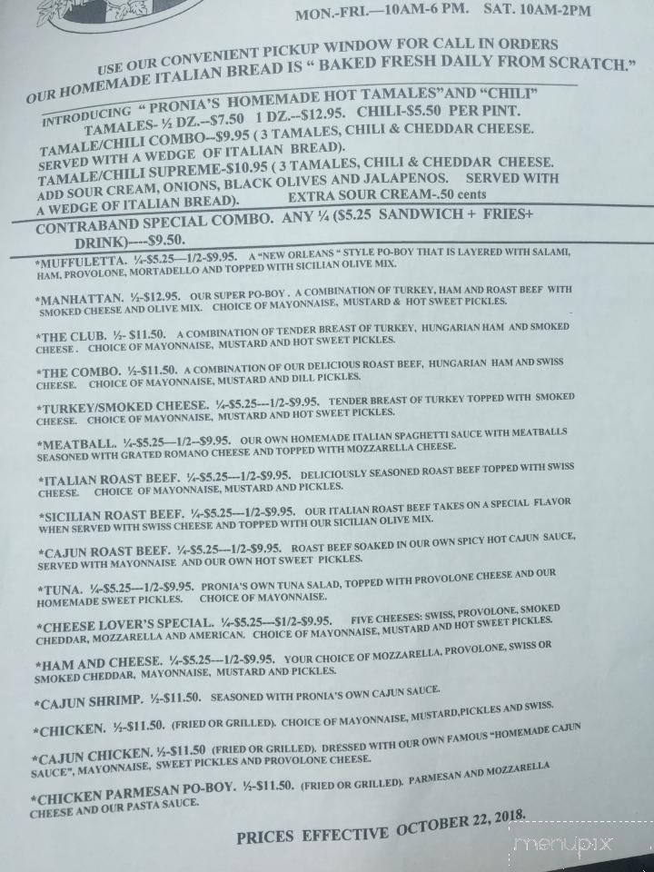 Pronia's Deli - Lake Charles, LA menu_pic