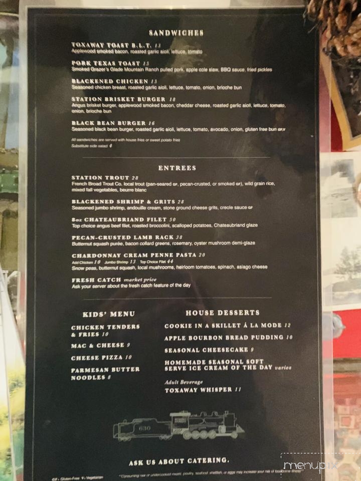 Grand Olde Station - Lake Toxaway, NC menu_pic