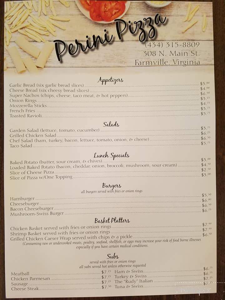Perini Pizza - Farmville, VA menu_pic