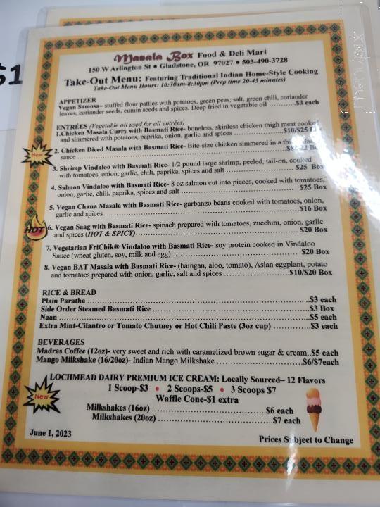 Masala Box - Gladstone, OR menu_pic