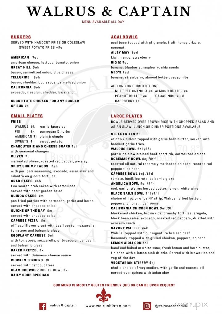 Walrus and Captain - Mattapoisett, MA menu_pic