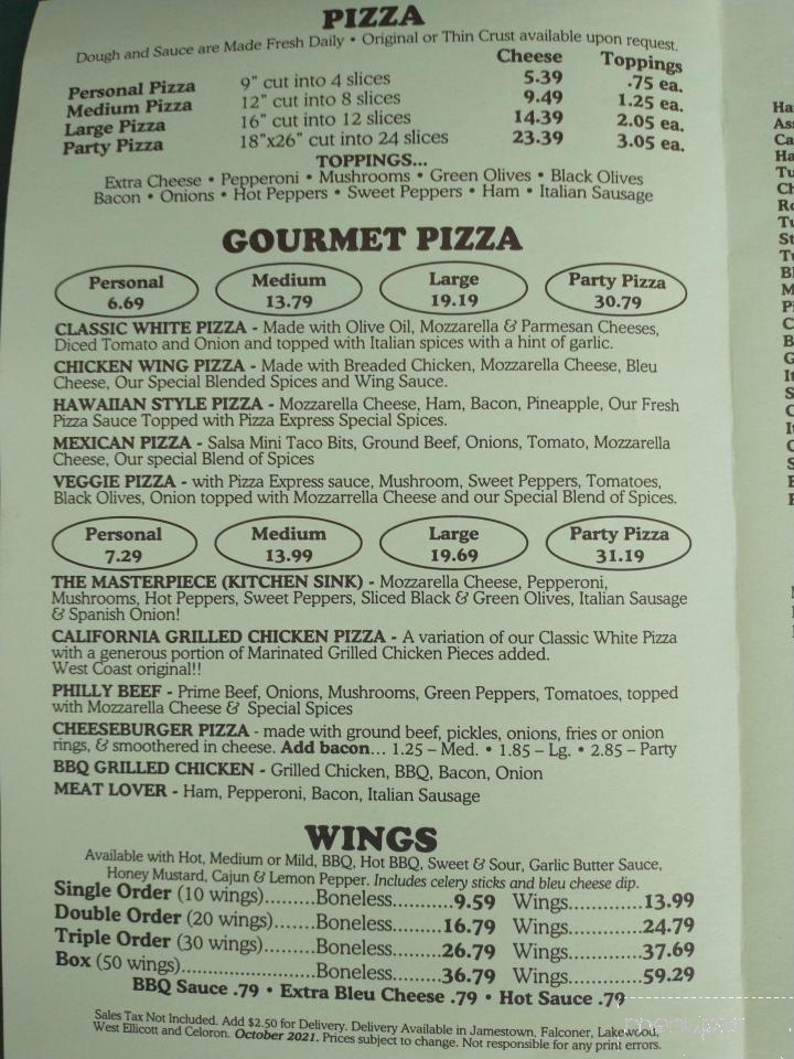 Pizza Express - Lakewood, NY menu_pic