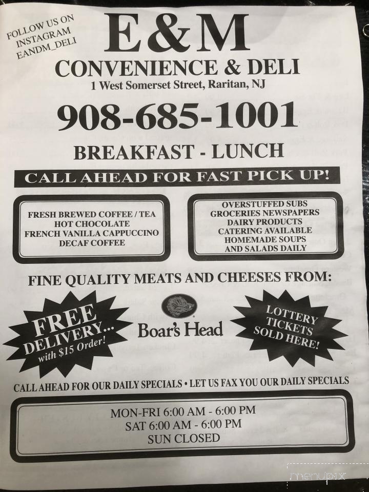 E & M Convenience Stop & Deli - Raritan, NJ menu_pic