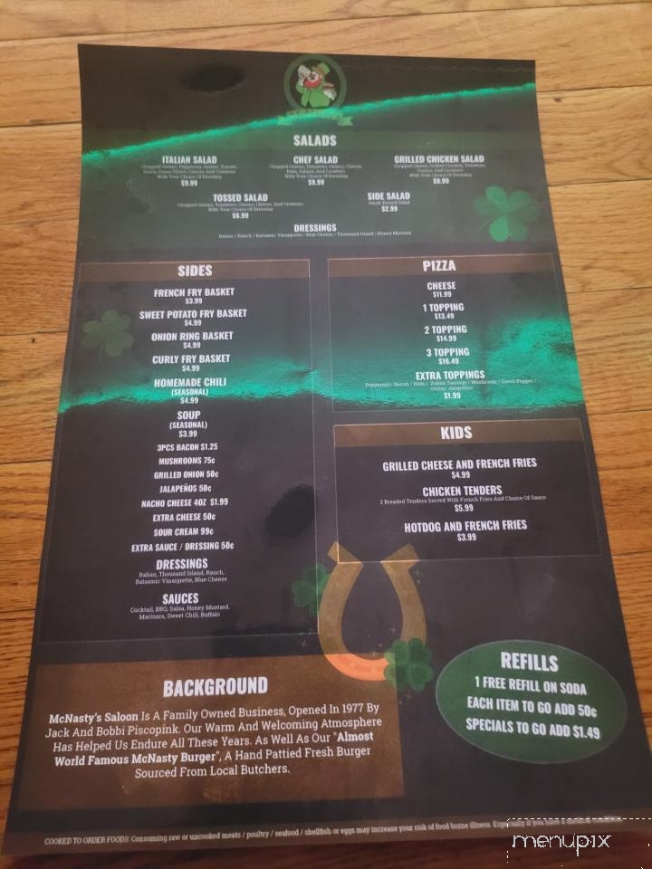 J.W.McNasty's saloon - New Boston, MI menu_pic