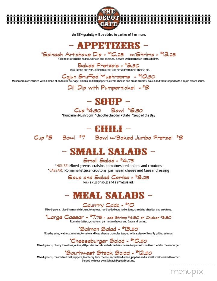 The Depot Cafe - Fredericktown, MO menu_pic