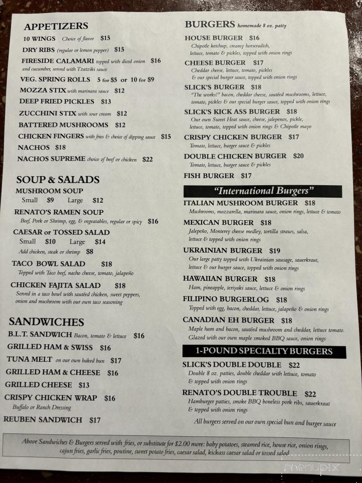 Slick's Motorsports Bar - Wetaskiwin, AB menu_pic