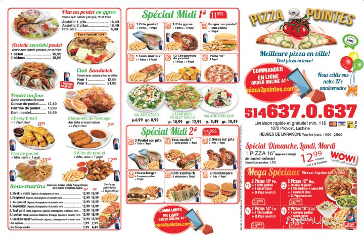 Pizza 2 Pointes - Lachine, QC menu_pic