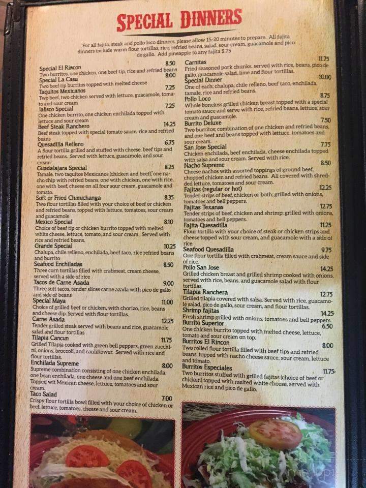 El Rincon Mexican Restaurant - Bridgeport, WV menu_pic