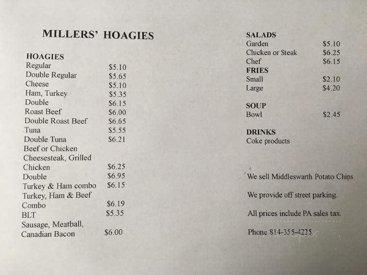 Miller's Hoagies - Milesburg, PA