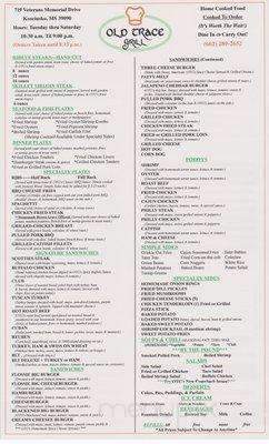 Old Trace Grill - Kosciusko, MS menu_pic