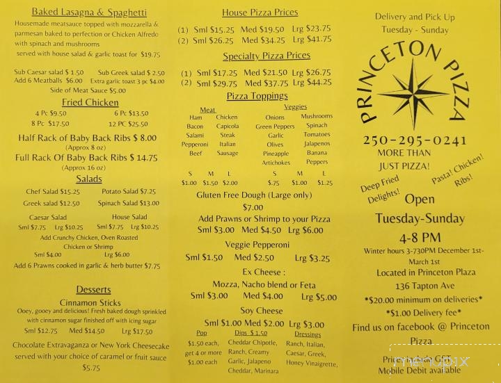 Princeton Pizza - Princeton, BC menu_pic
