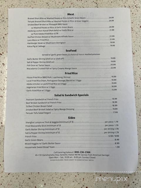 Adela's Country Eatery - Kaneohe, HI menu_pic