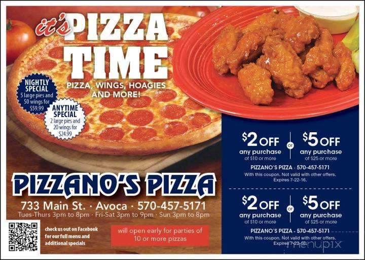Pizzanos Pizza & Subs - Avoca, PA menu_pic