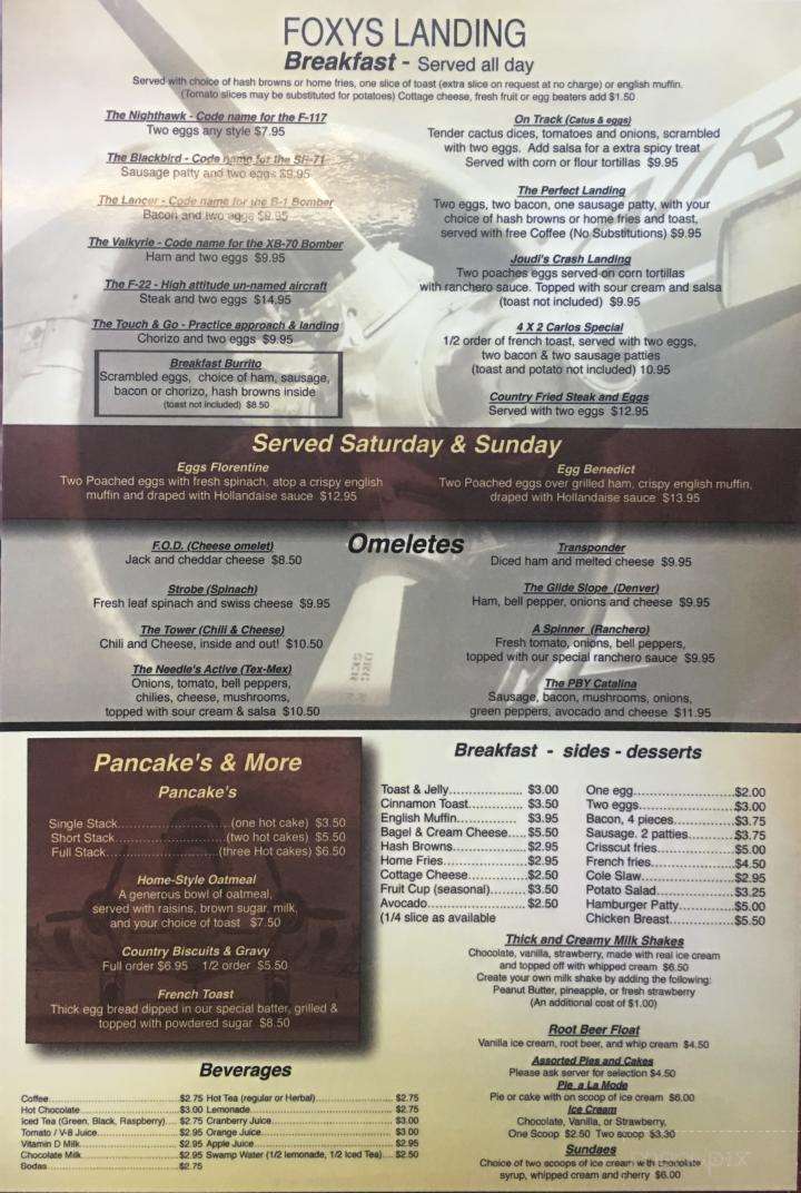 Foxy's Landing & Restaurant - Lancaster, CA menu_pic
