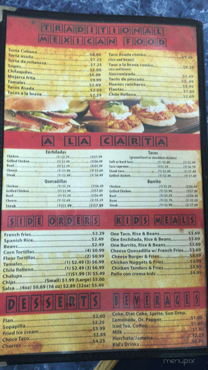 Manantial Mexican Grill - Cherryville, NC menu_pic