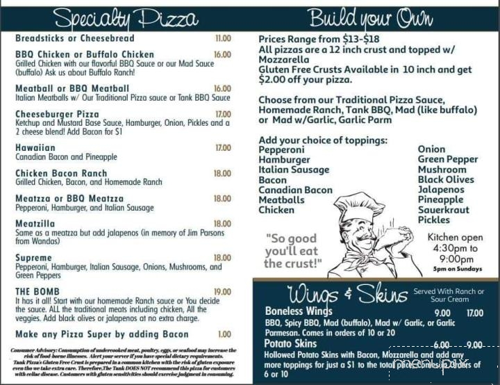 Tank - Hastings, NE menu_pic