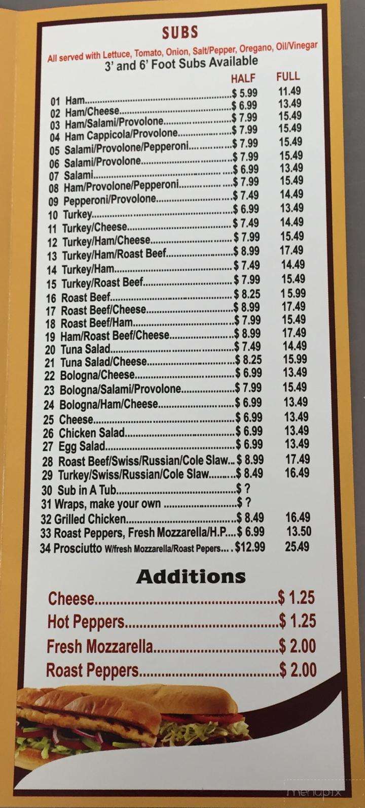 Menu of Sub Where Else in Kenilworth, NJ 07033