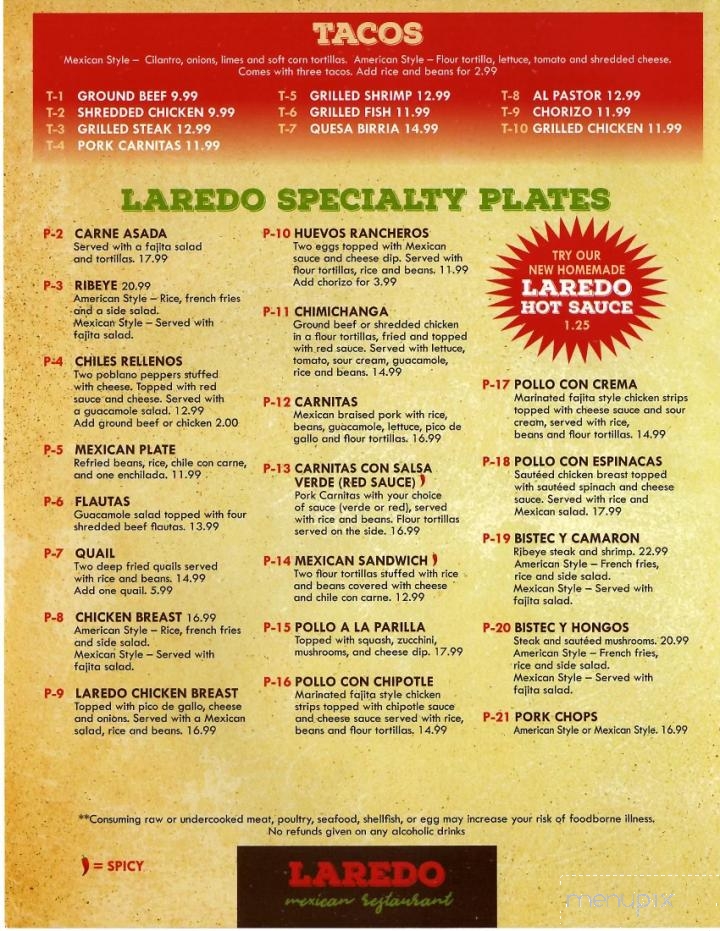 Laredo Mexican Restaurant - Starke, FL menu_pic
