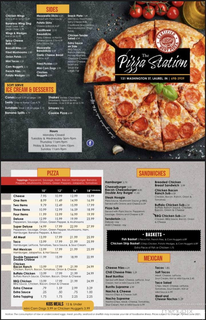 Pizza Station - Laurel, IN menu_pic