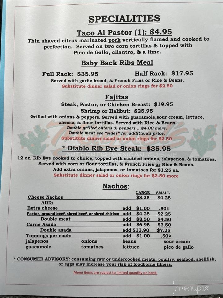 Miguel's Authentic Mexican Cuisine - Fairbanks, AK menu_pic