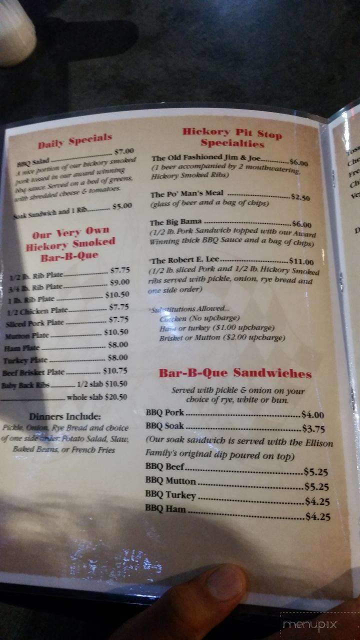 Hickory Pit Stop - Evansville, IN menu_pic