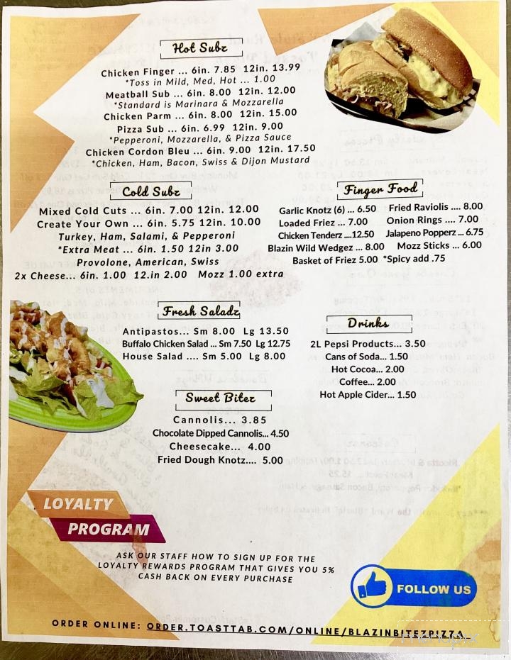 Blazin Bitez Pizza - Taberg, NY menu_pic