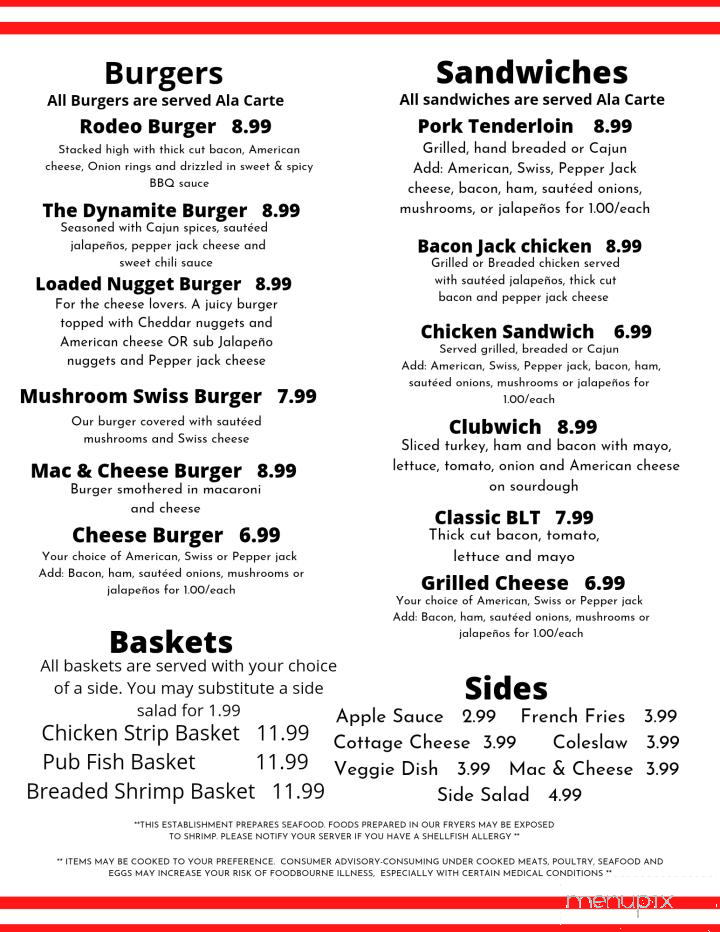 Getaway Bar & Grill - La Porte City, IA menu_pic