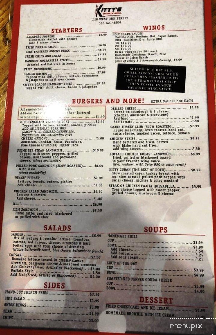 Kitty's Sports Grill - Cincinnati, OH menu_pic