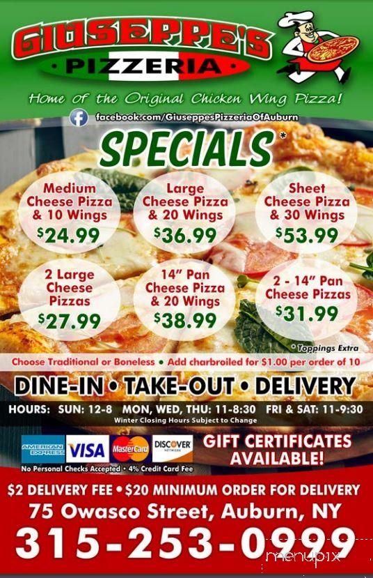 Giuseppe's Pizza - Auburn, NY menu_pic