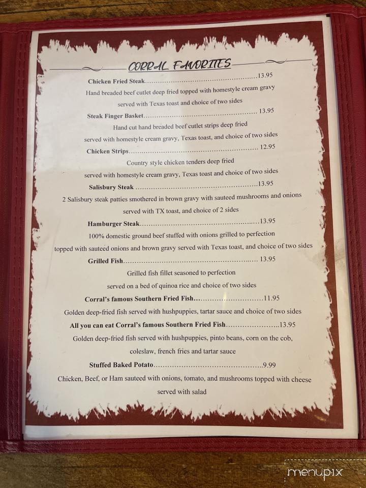 The Corral - Coleman, TX menu_pic