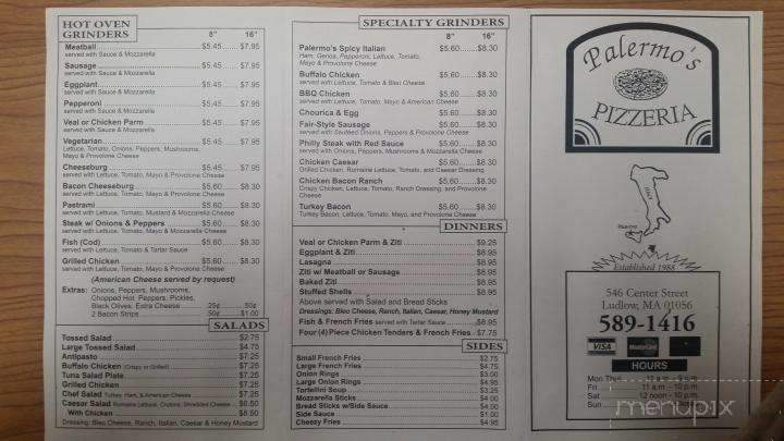 Palermo's Restaurant & Pizza - Ludlow, MA menu_pic