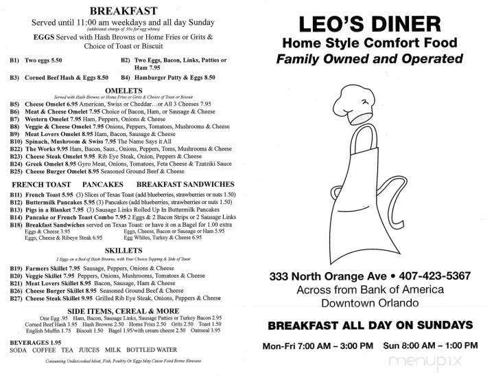 Leo's Diner - Orlando, FL menu_pic