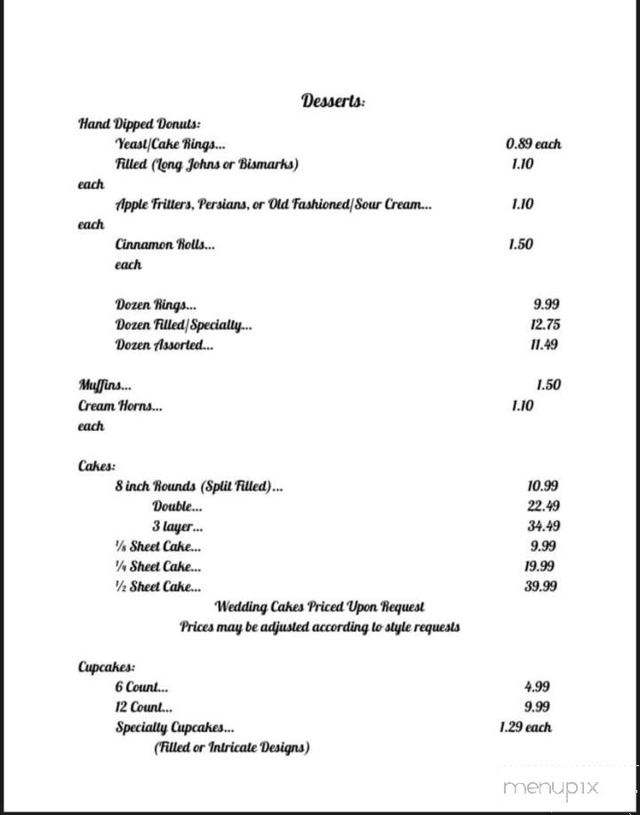 Silverbelle's - Cab Orchard, KY menu_pic