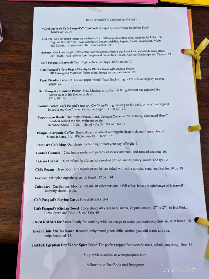 Cafe Pasqual's - Santa Fe, NM menu_pic