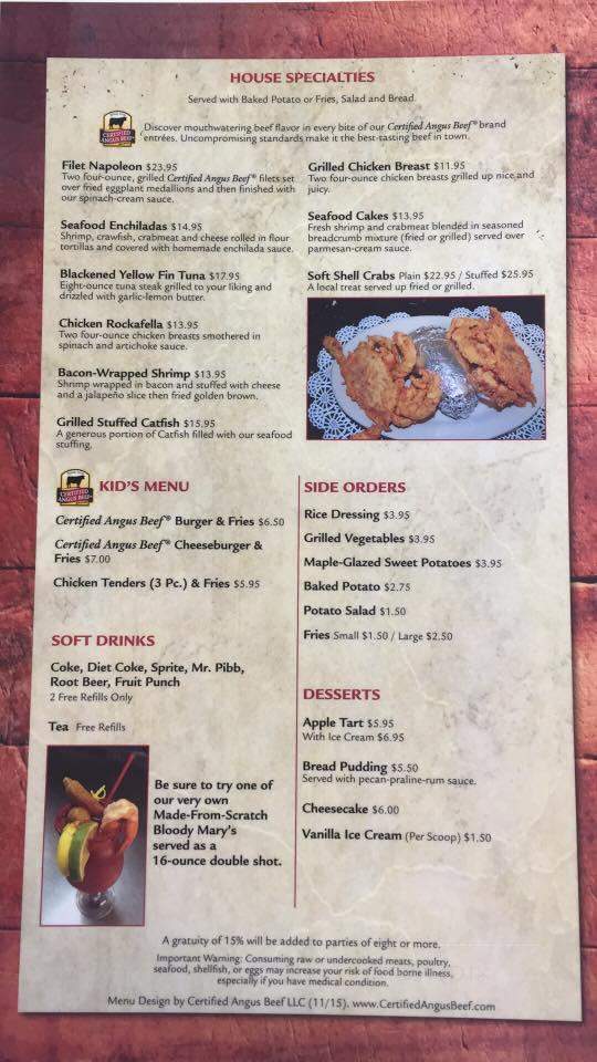 Hebert's Steakhouse - Kaplan, LA menu_pic