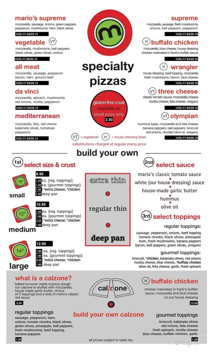 Mario's Pizza - Greenville, IL menu_pic