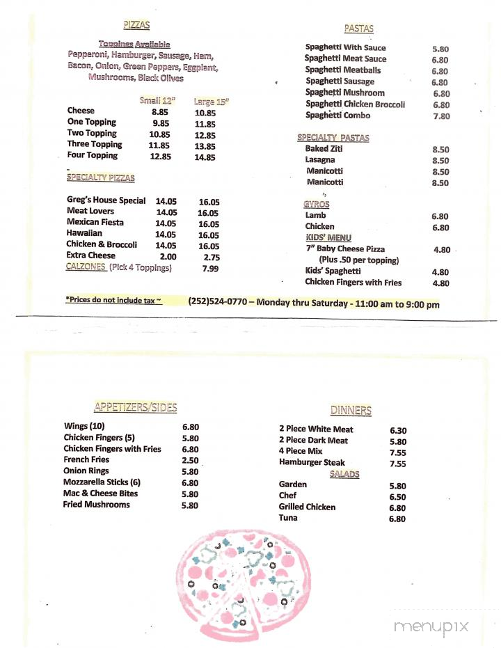 Greg's Pizza - Grifton, NC menu_pic