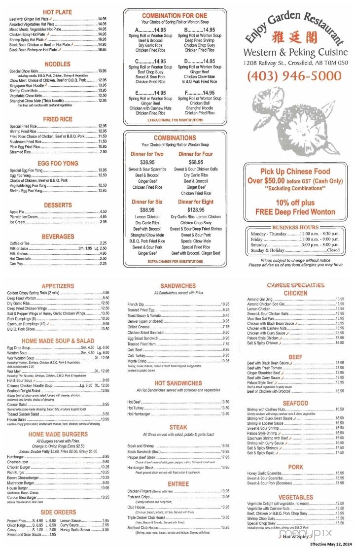 Enjoy Garden Restaurant - Crossfield, AB menu_pic
