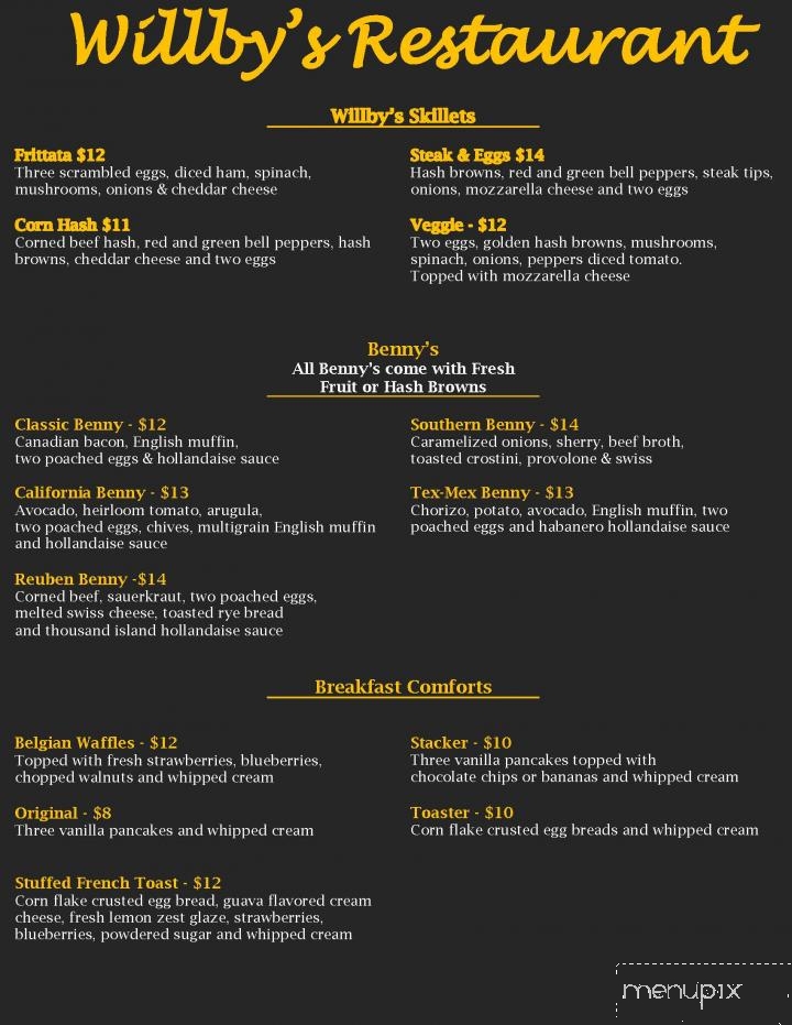 Willby's Restaurant & Lounge - Willowbrook, IL menu_pic
