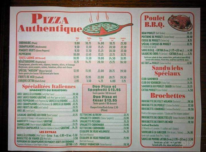Restaurant Repentigny Pizzeria - Repentigny, QC menu_pic
