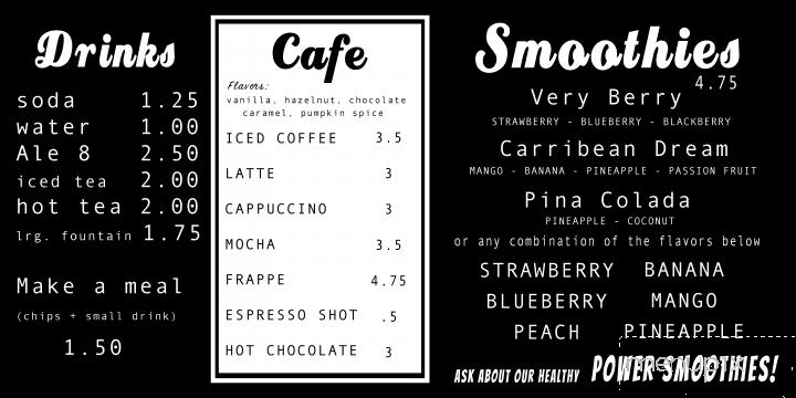 Cafe Cream - Maysville, KY menu_pic