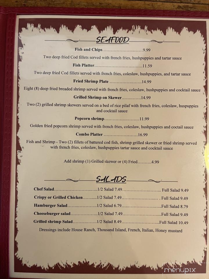 Online Menu of The Corral, Coleman, TX