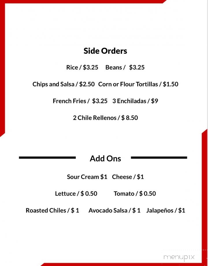 Taco De Mexico - San Luis Obispo, CA menu_pic