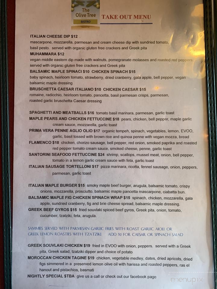 The Olive Tree - Sydney, NS menu_pic