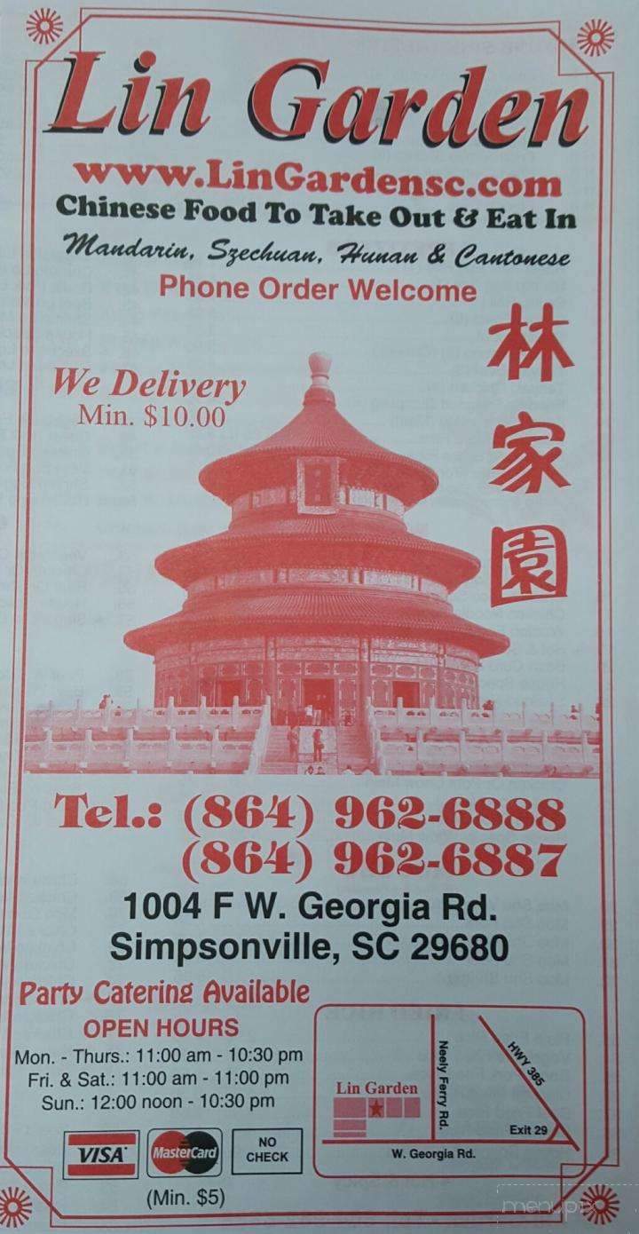 Lins Garden - Simpsonville, SC menu_pic