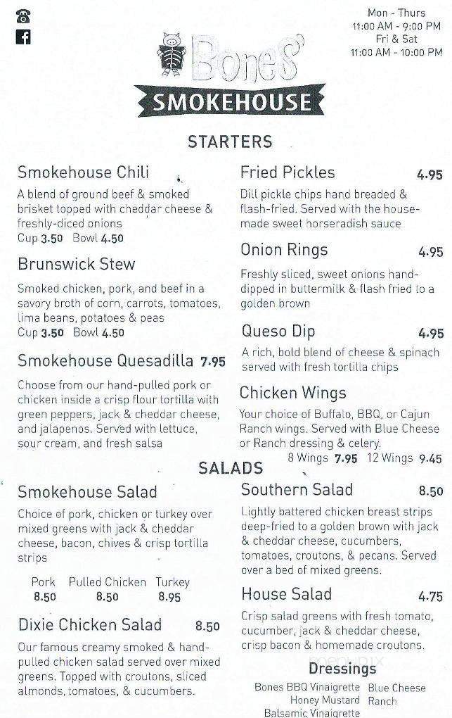 Bone's Smokehouse - Chattanooga, TN menu_pic