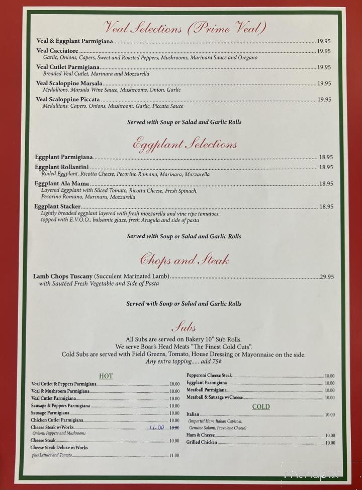 Mama Di Roma - Fairmont, WV menu_pic