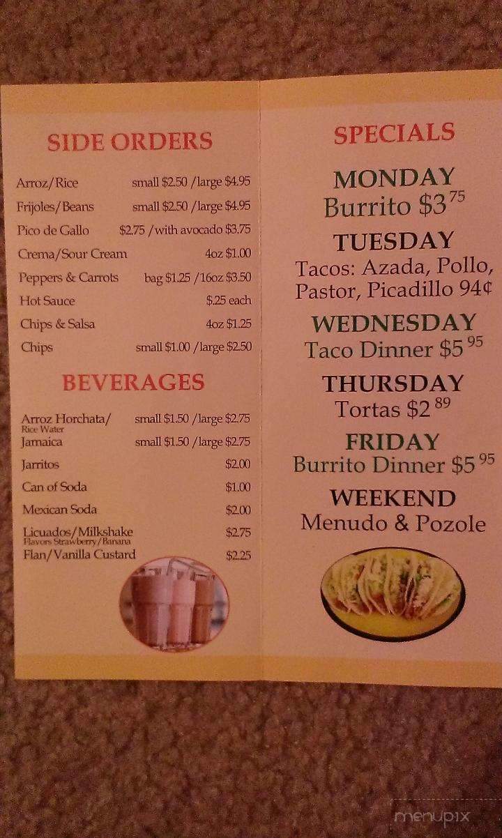 Taco Stop - Brookfield, IL menu_pic