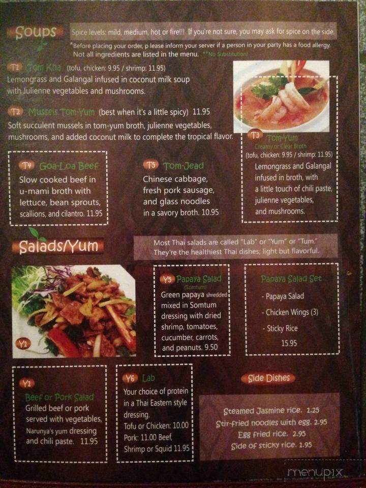 Narunya's - Belton, TX menu_pic